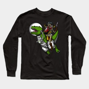 Skeleton Pirate Riding T-Rex Dinosaur Long Sleeve T-Shirt